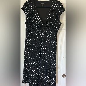 Evan Picone Black and White Polka Dot Midi Dress